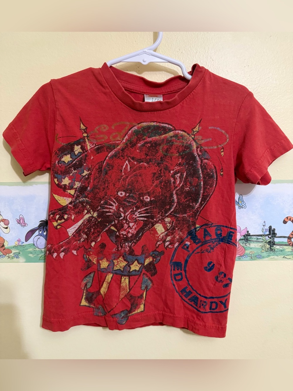 Rare Vintage Ed Hardy Kids Panther graphic tee